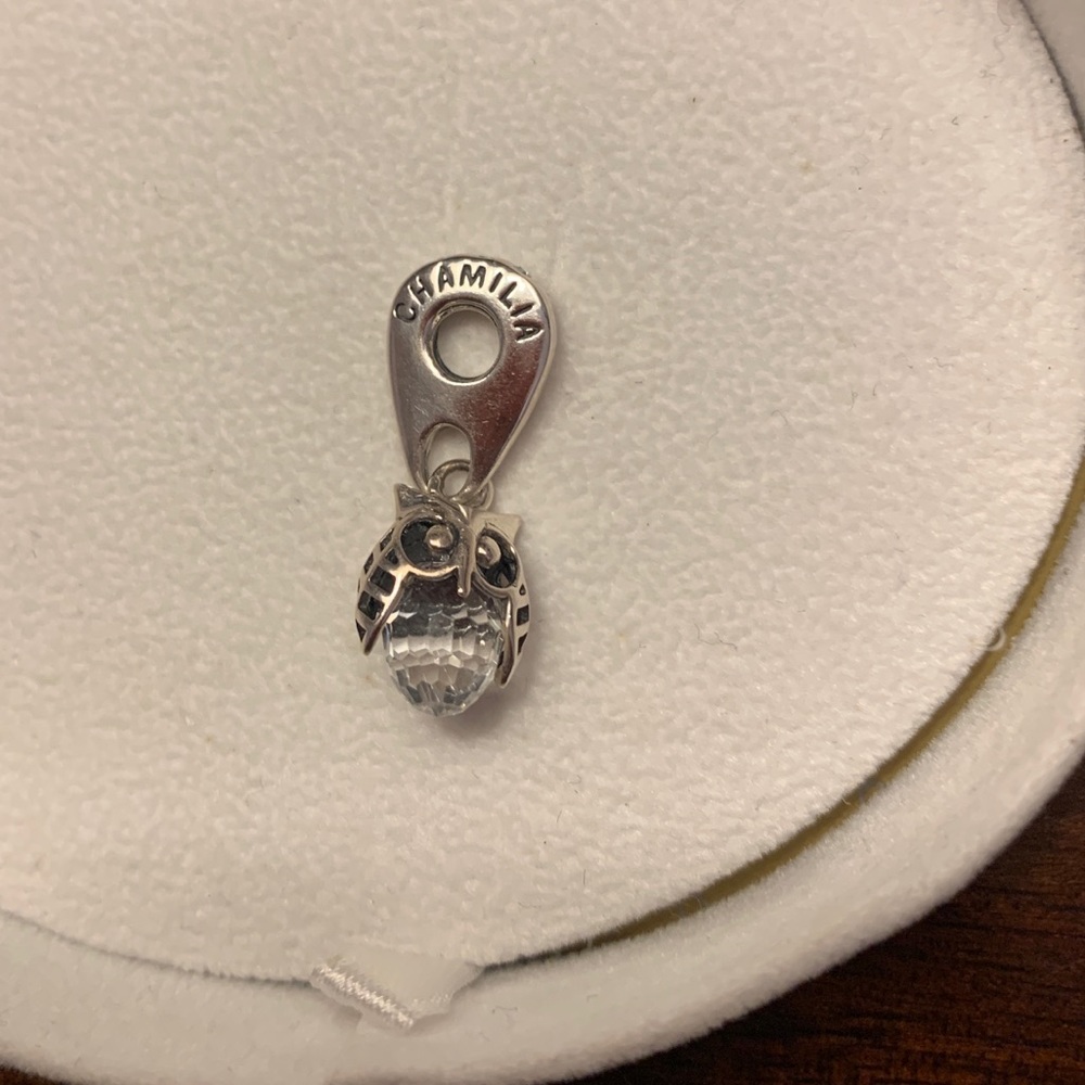 Chamilia owl dangling charm with crystal